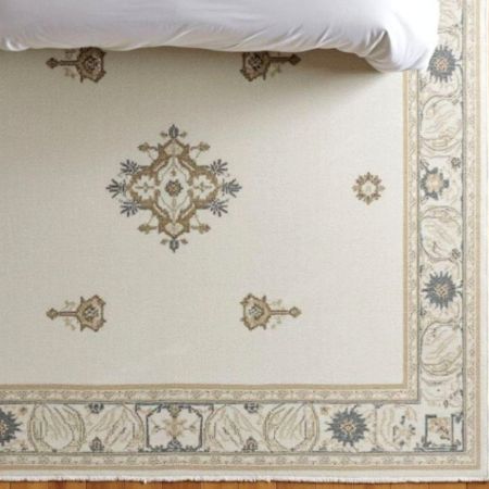 Handknotted Cream Beige Oushak Wool